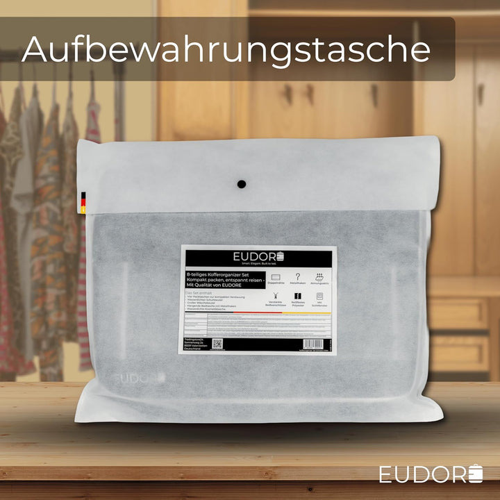Kompressions Kofferorganizer Set, 8-teilig, platzsparende Packing Cubes mit Sichtfenster, wasserabwe
