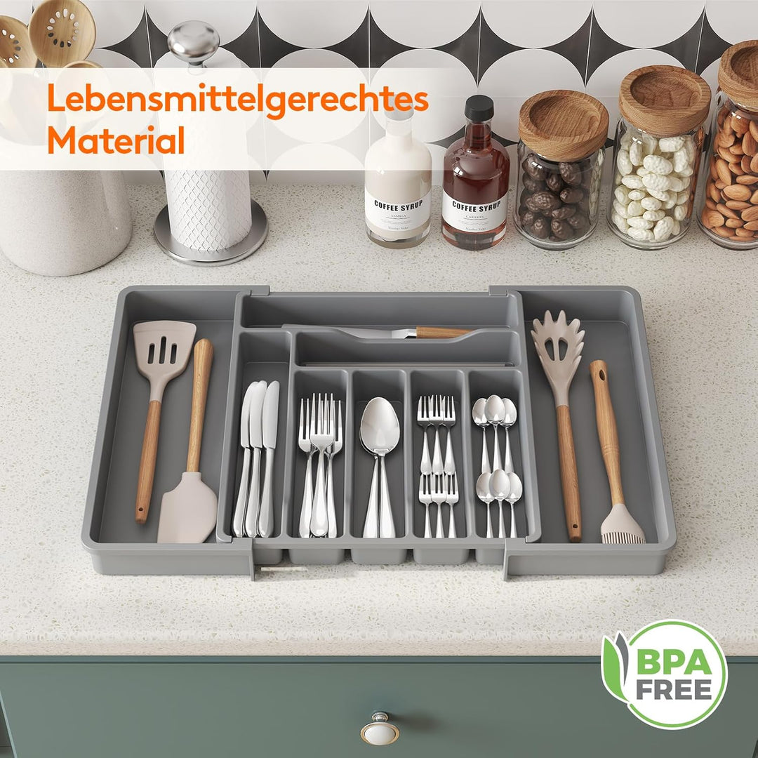 Lifewit Besteckkasten für Schubladen, erweiterbarer Besteckeinsatz für Küchenschubladen, verstellbar