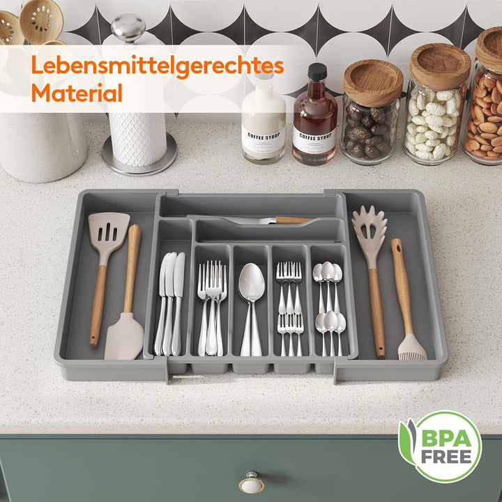 Lifewit Besteckkasten für Schubladen, erweiterbarer Besteckeinsatz für Küchenschubladen, verstellbar