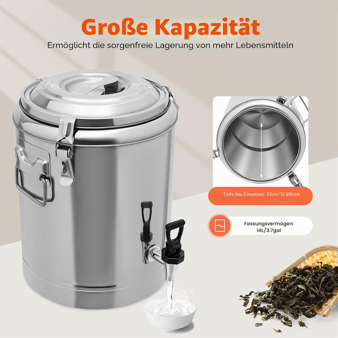 MINRS Transport Thermobehälter Profi Gastro Edelstahl Thermotransportbehälter mit Tragegriffen, Deck