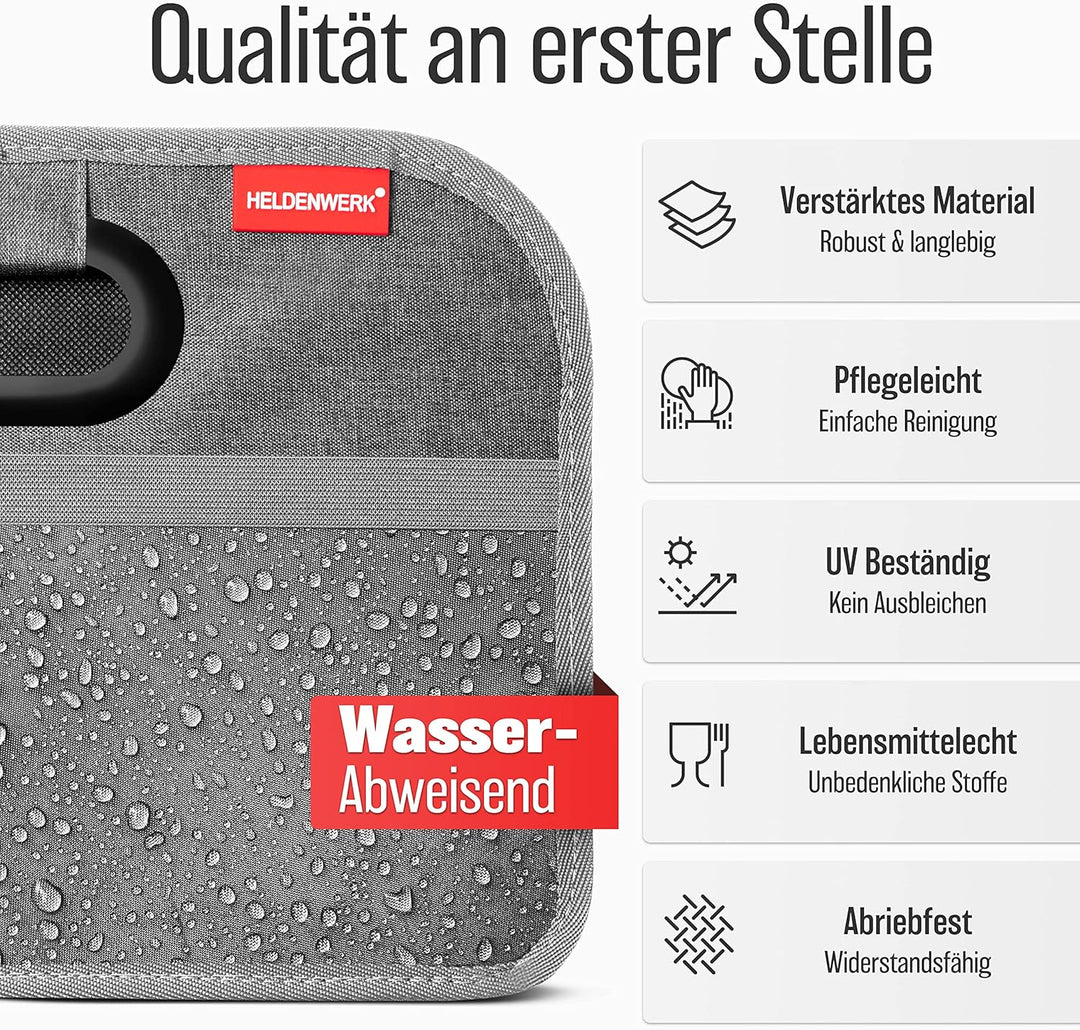 HELDENWERK Kofferraumtasche faltbar mit Anti-Rutsch-Klett - Kofferraum-Organizer, Auto Faltbox, Eink