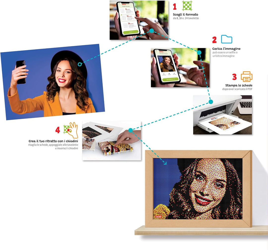 Quercetti 0774 Puzzle Quercetti-0774 Pixel Art Take a Selfie Steckspiel, Multicolor, SELFIE