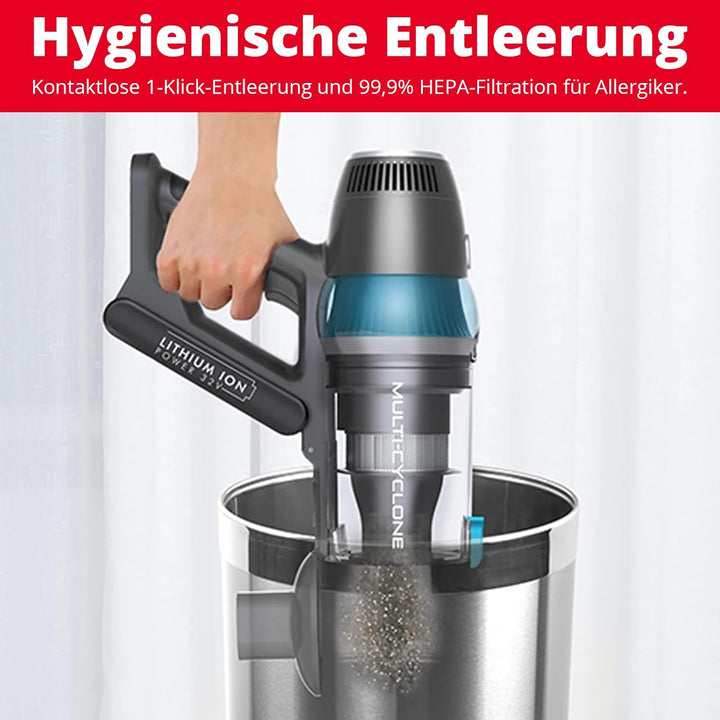 Trisa Akku Staubsauger Kabellos 600W, 200 Air Watts Saugkraft, 80 Min Laufzeit, Automatische Bodener