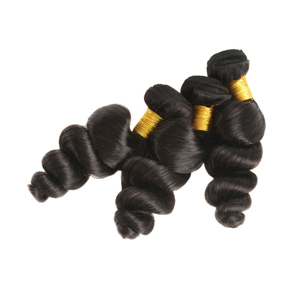 Huarisi Loose Wave 18 20 22 Human Hair Bundles, Brazilian Loose Wave Hair 3 Bundles, 8A Grade 100% U