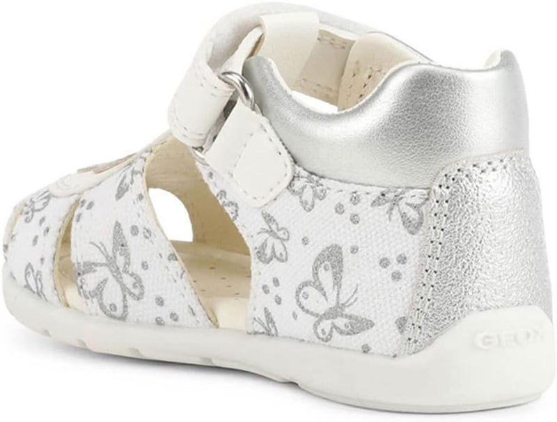 Geox Baby-Mädchen B Elthan Girl C Erste Schritte 22 EU White Silver, 22 EU White Silver