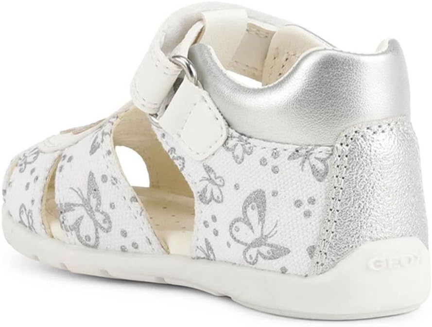 Geox Baby-Mädchen B Elthan Girl C Sandal 19 EU White Silver, 19 EU White Silver