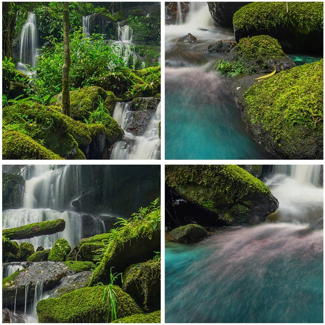 Bilder auf Leinwand Park Wasserfall Wasser Leinwandbild mit Rahmen 45x80cm Wandbilder Dekoration Woh