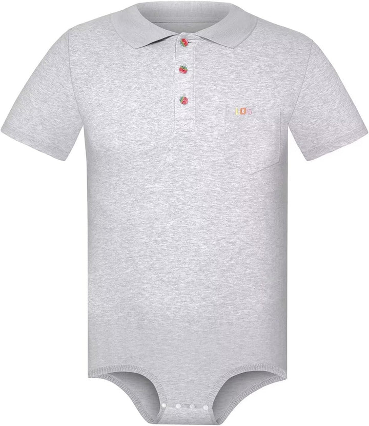 Landofgenie Herren Kurzarm Bodysuit Crotch Shirt Romper Plus Size Bodysuit Herren One Piece Pyjamas,