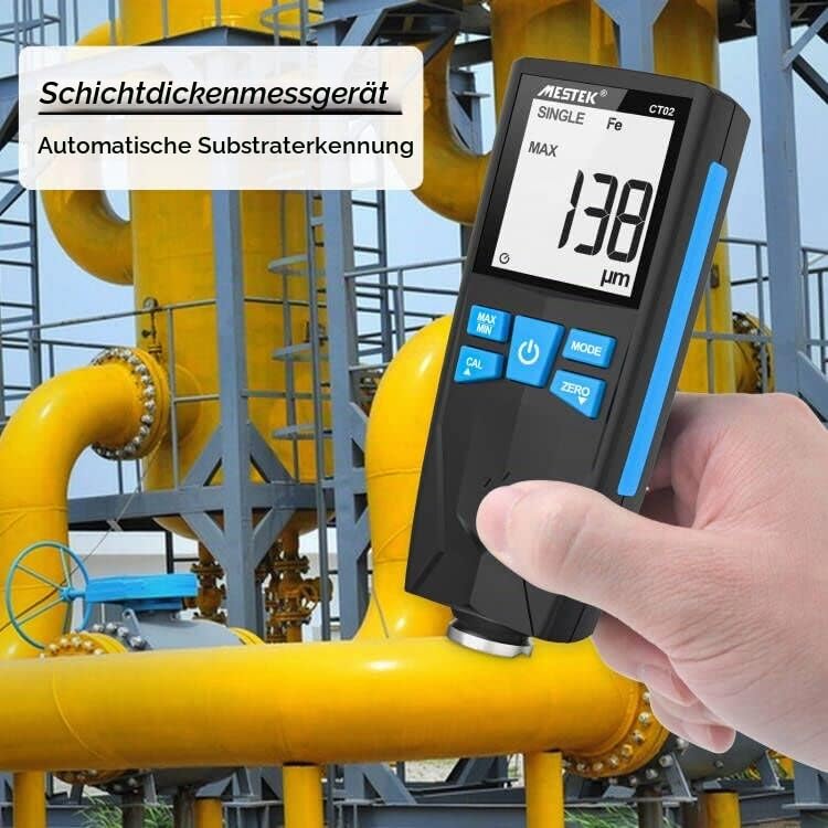Schichtdickenmessgerät Lackschichtenmesser MESTEK Lacktester 0-1500um mit LCD-Display 2 Messmodi Hoc