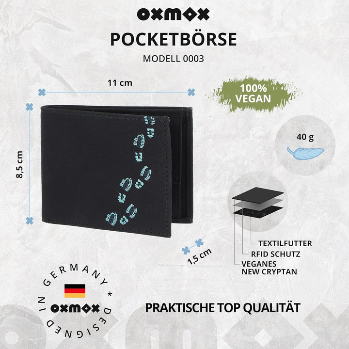 Oxmox New Cryptan - Geldbörse 2cc 10 cm RFID footsteps, Einheitsgrösse