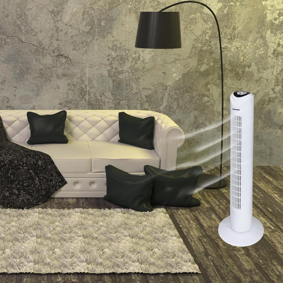 Syntrox Germany Turmventilator oszillierend Drilef | Turm Tower Fan | Standventilator, LED-Tasten, 3