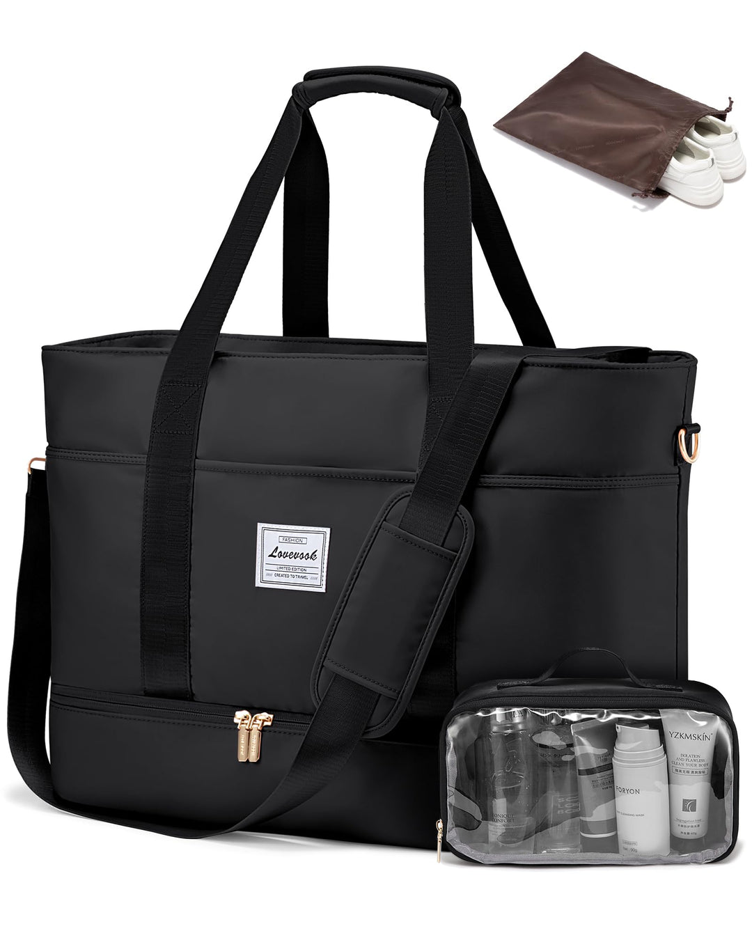 LOVEVOOK Reisetasche Damen Gross, Wasserdicht Weekender Travel Duffel Bag mit Schuhfach, Kliniktasch