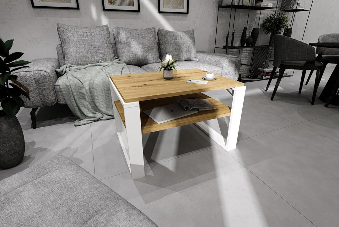 Couchtisch 61×51 cm – Wohnzimmertisch aus Holzwerkstoff, Stabiler & moderner Kaffeetisch mit zusätzl