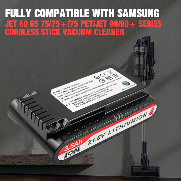 VCA-SBT90/XAA Battery for Samsung Jet 75 Battery, Compatible with Samsung Jet 75/75+/75 Pet/Jet 90/9