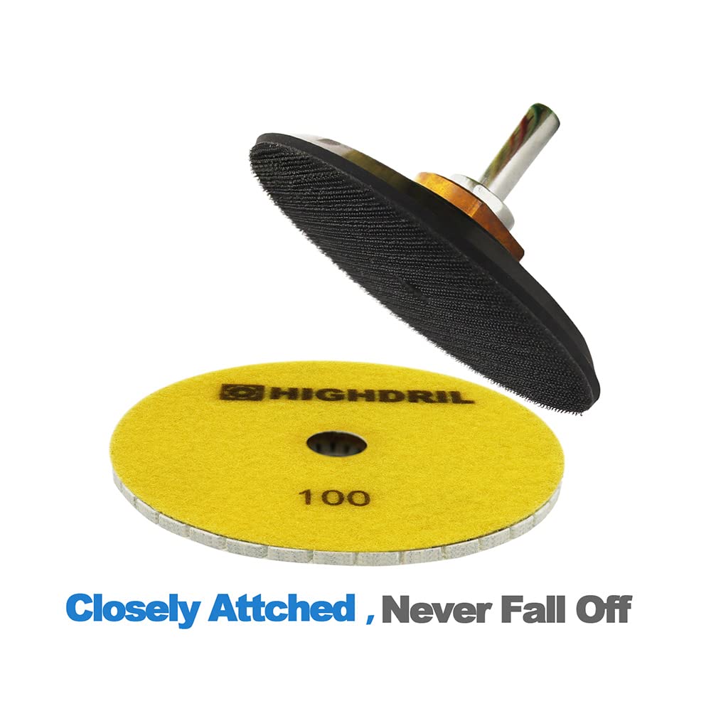 Nasse Diamant Polierscheibe - HIGHDRIL 6 Stück 125MM #100 diamant schleifpad für Granit, Marmor, Ker