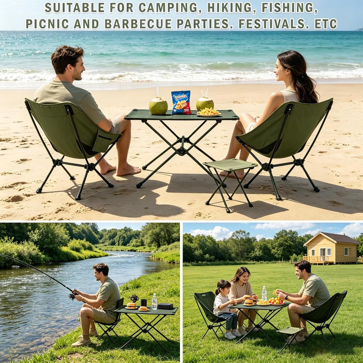 Campingtisch klappbar 60 x 40 cm, Faltbarer Outdoor Tisch aus Aluminium, Leichter tragbarer Camping