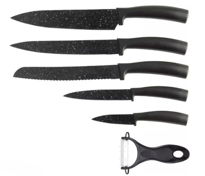 Marmor Messer Set, Kochmesser, Schälmesser, Schneidemesser, Brotmesser, Keramik - Gemüseschäler, Mes