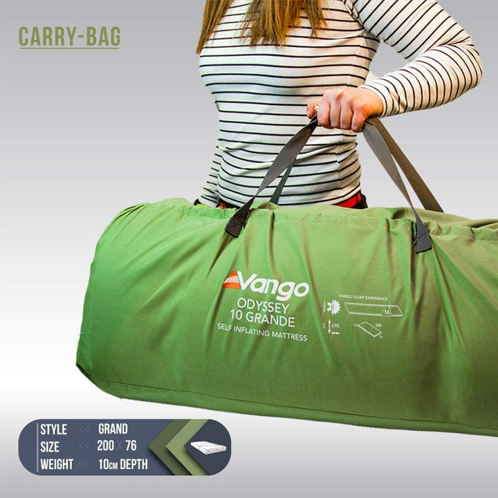 Vango Odyssey Selbstaufblasende Schlafmatte, Epsom Green, 10cm