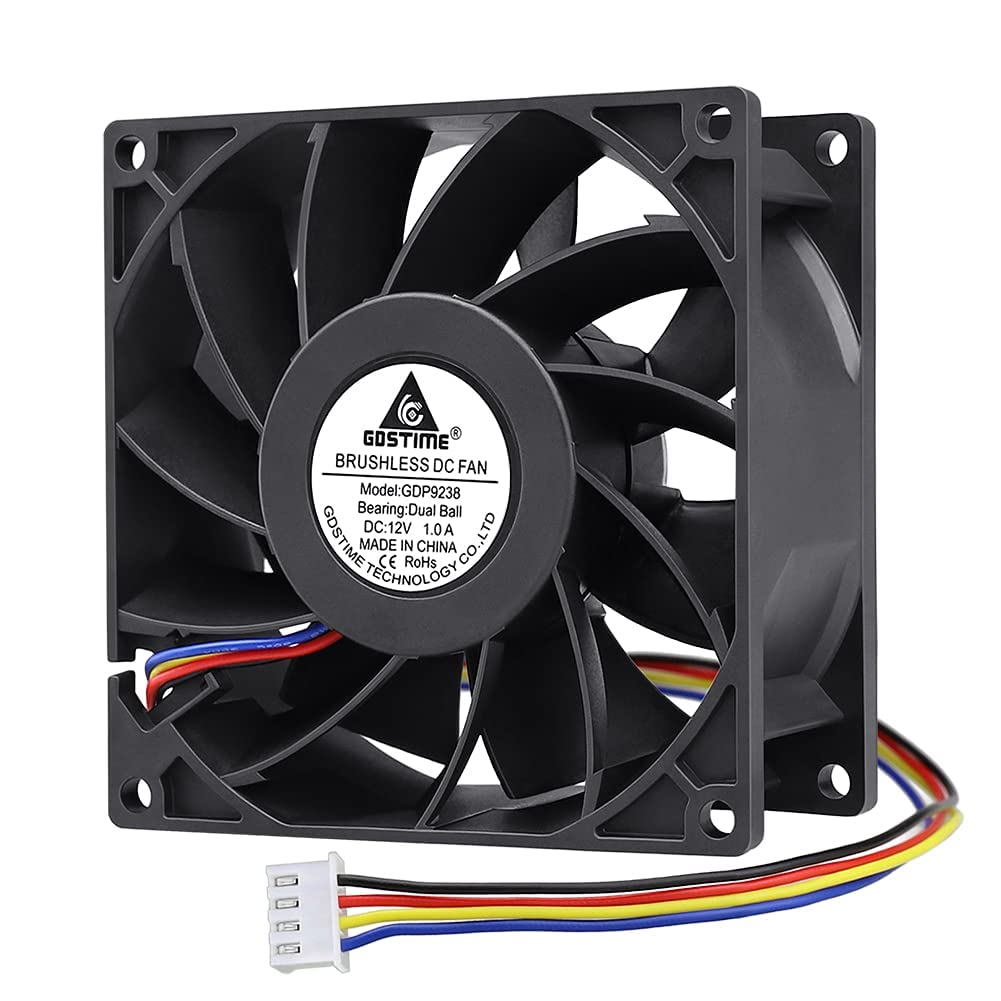 GDSTIME 12V Lüfter 92mm Lüfter 92 x 38mm 4 Pin PWM CPU Lüfter 9CM Gehäuselüfter 5000 U/min Kühlung L