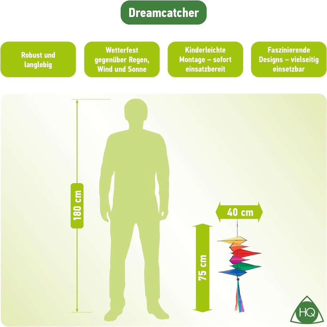 HQ Windspiration 110252 - Dreamcatcher, UV-beständiges und wetterfestes Windspiel - Länge: 75 cm, Ø: