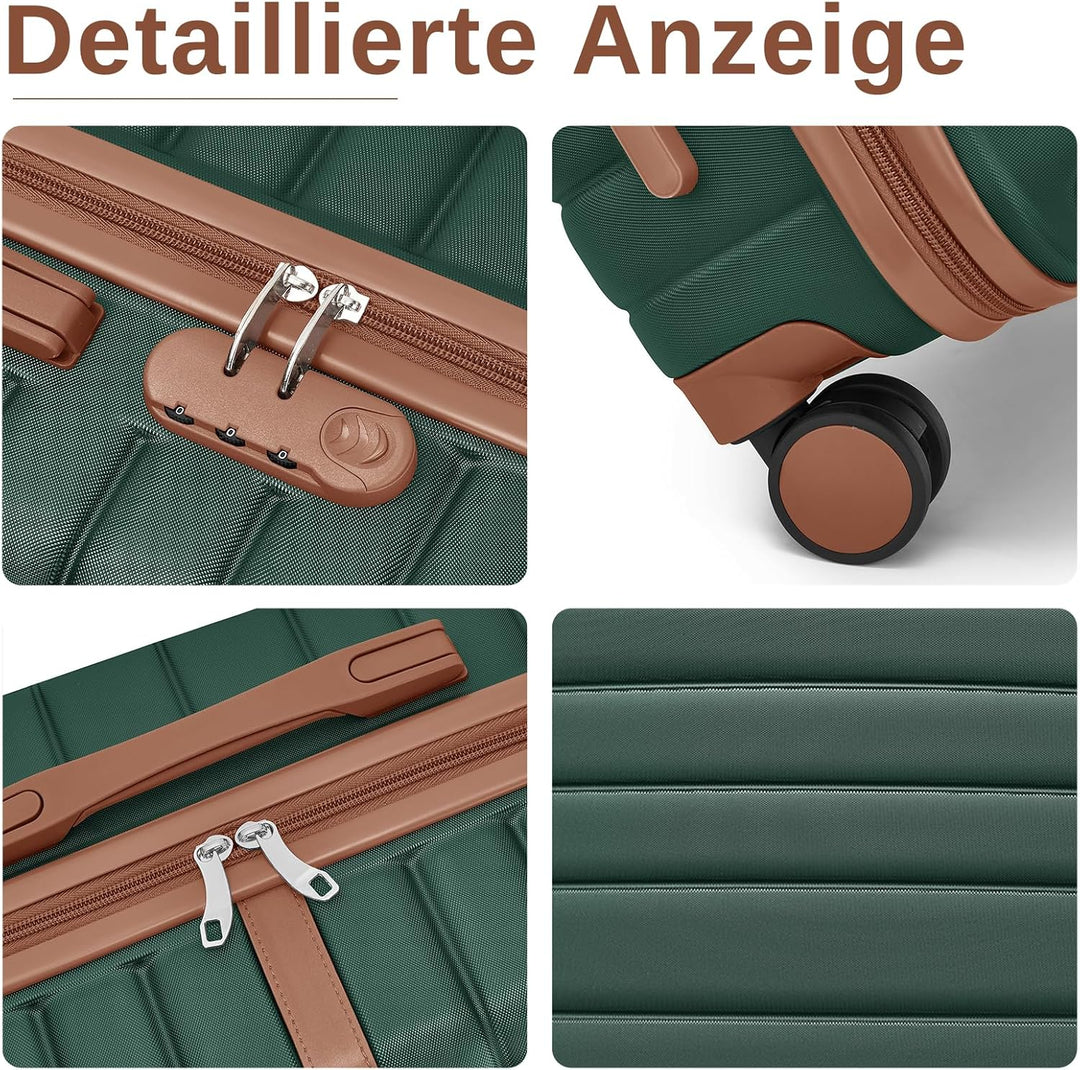 KONO Koffer Reisekoffer Trolley Kofferset 3 Teilig von ABS+PC Hartschalenkoffer mit Zwillingsrollen