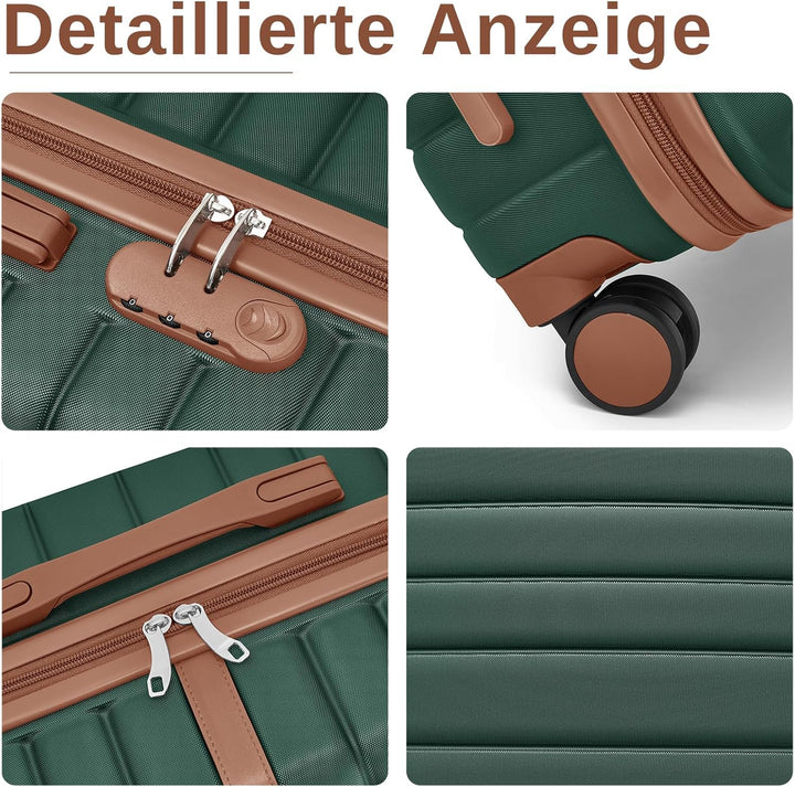 KONO Koffer Reisekoffer Trolley Koffer Gross von ABS+PC Hartschalenkoffer mit Zwillingsrollen und Za