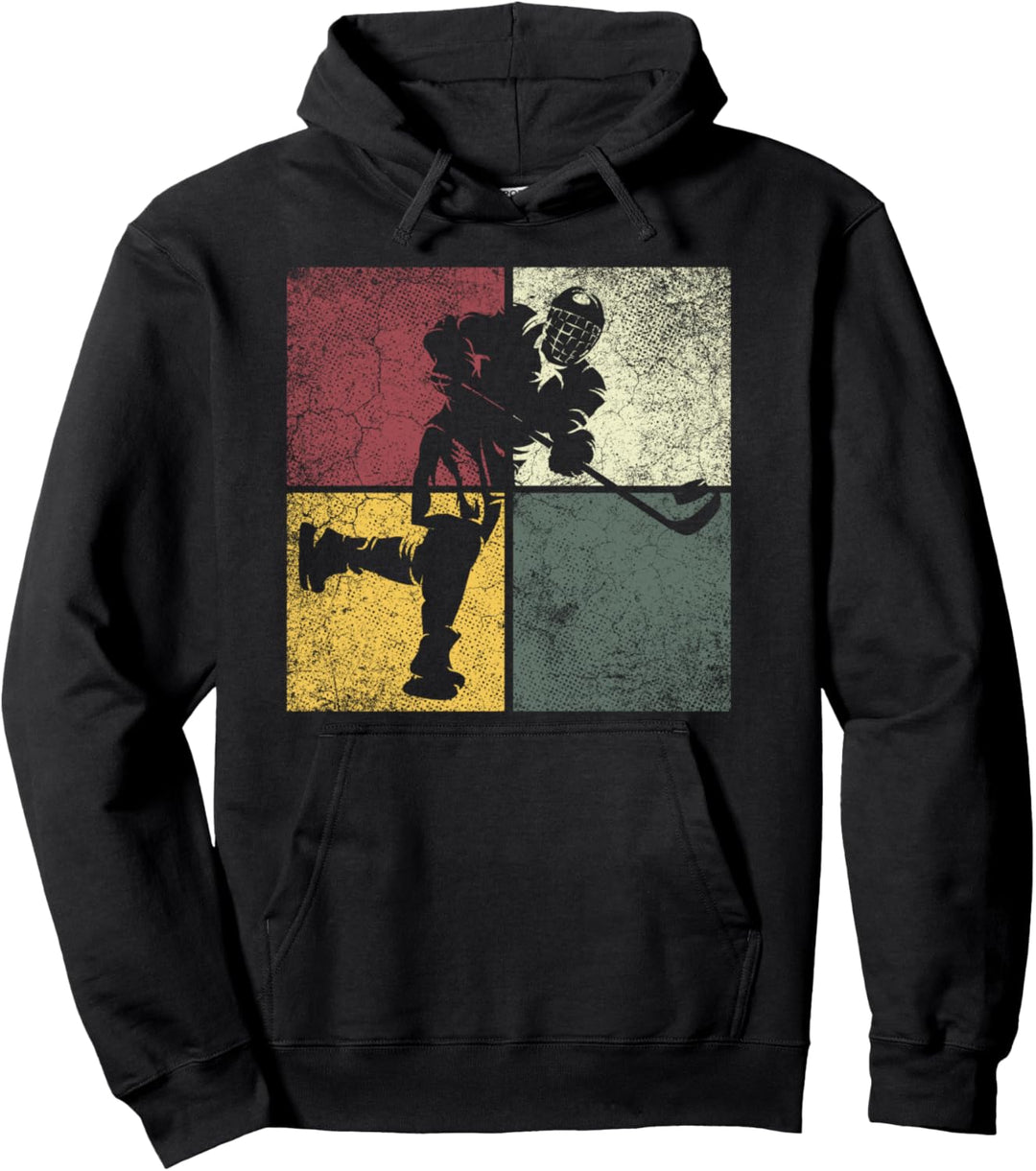Hockey Retro Distressed Style Vintage Shirt Men Boys Kids Pullover Hoodie