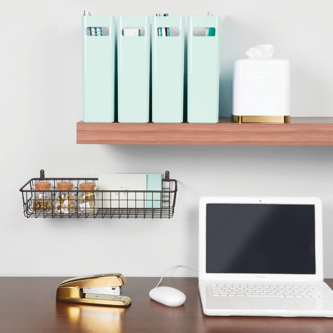 mDesign 2er-Set Wandregal aus Metall – kleiner Ablagekorb für Flur, Schlafzimmer und andere Räume –