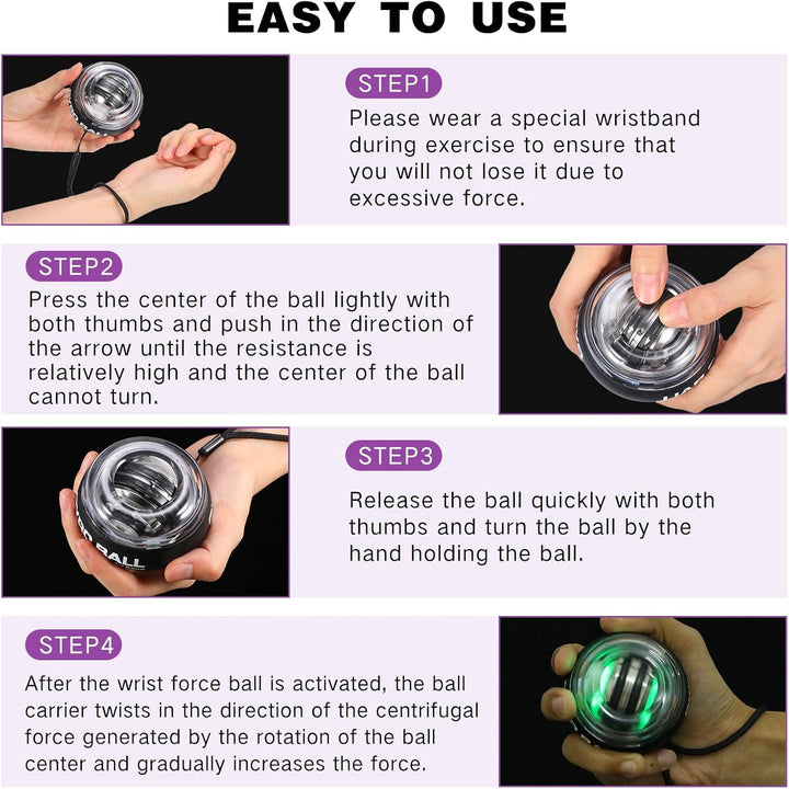 Glimin 4 Stück Handgelenk-Stärkung Auto Start Handgelenk Trainer Ball Hand Gyro Ball Selbststartend