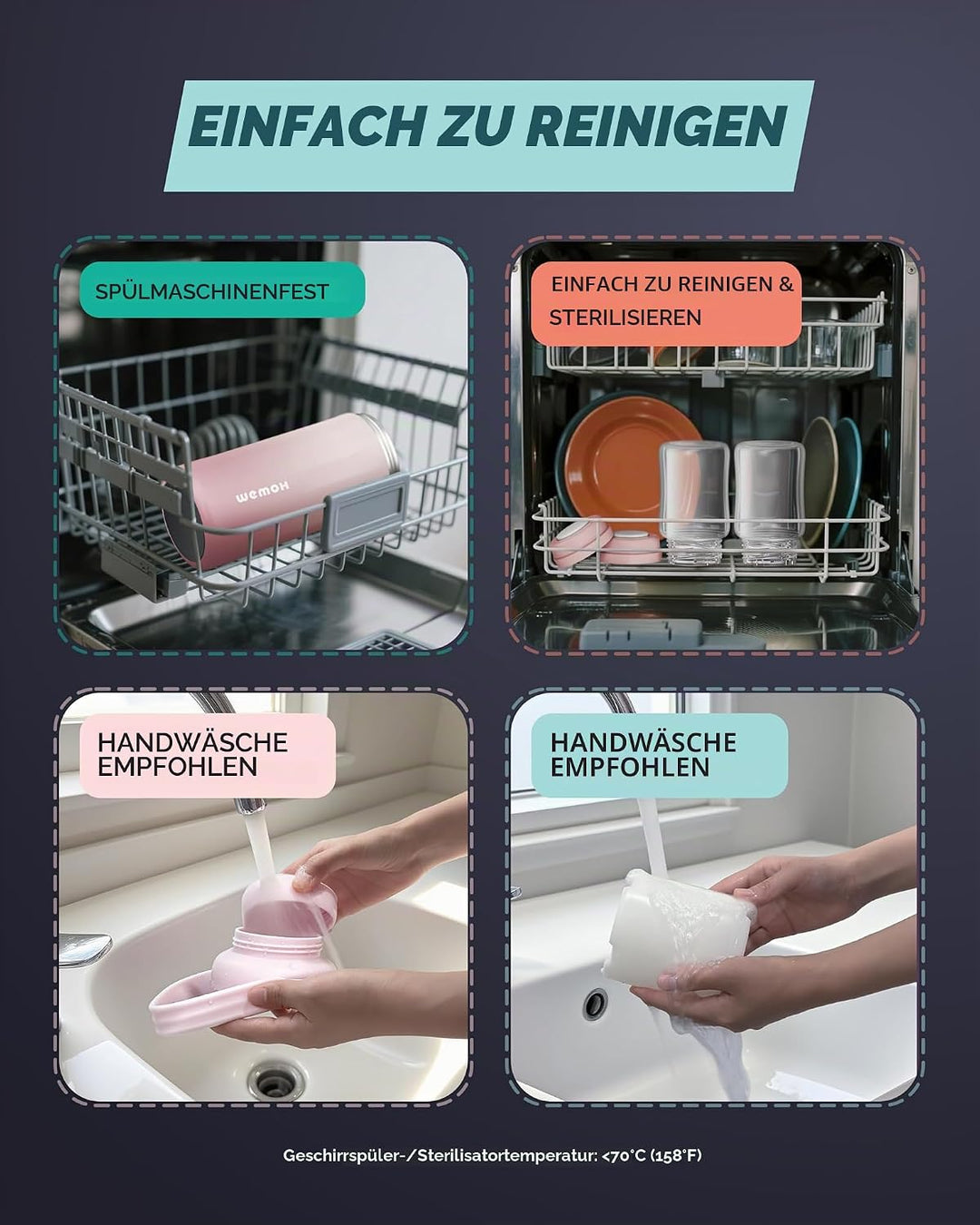 Muttermilch-Kühlflasche – 24 h Doppelwand-Kühlung, TSA-zugelassen, mit 2 auslaufsicheren Flaschen &