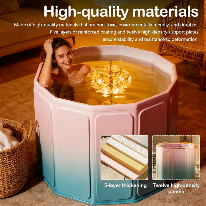 Faltbare Badewanne, 80x70cm(BxH) Tragbare Mobile Badewanne für Heiss- und Kaltbäder für kleine Badez
