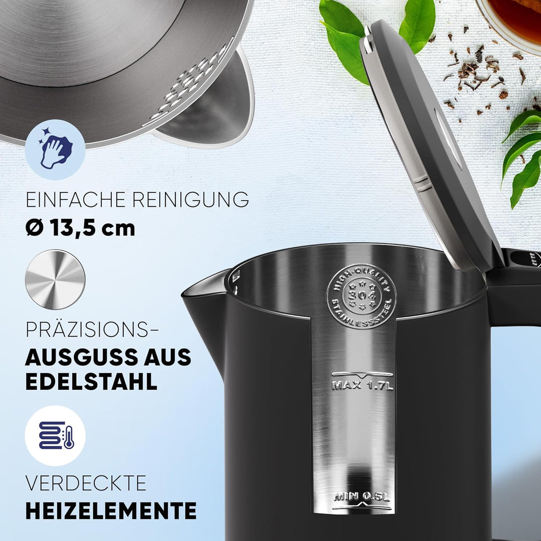 Stillstern Wasserkocher mit Temperatureinstellung [1,7L | 40-55-70-85-100°C], 12 Std. Warmhalten, Pr