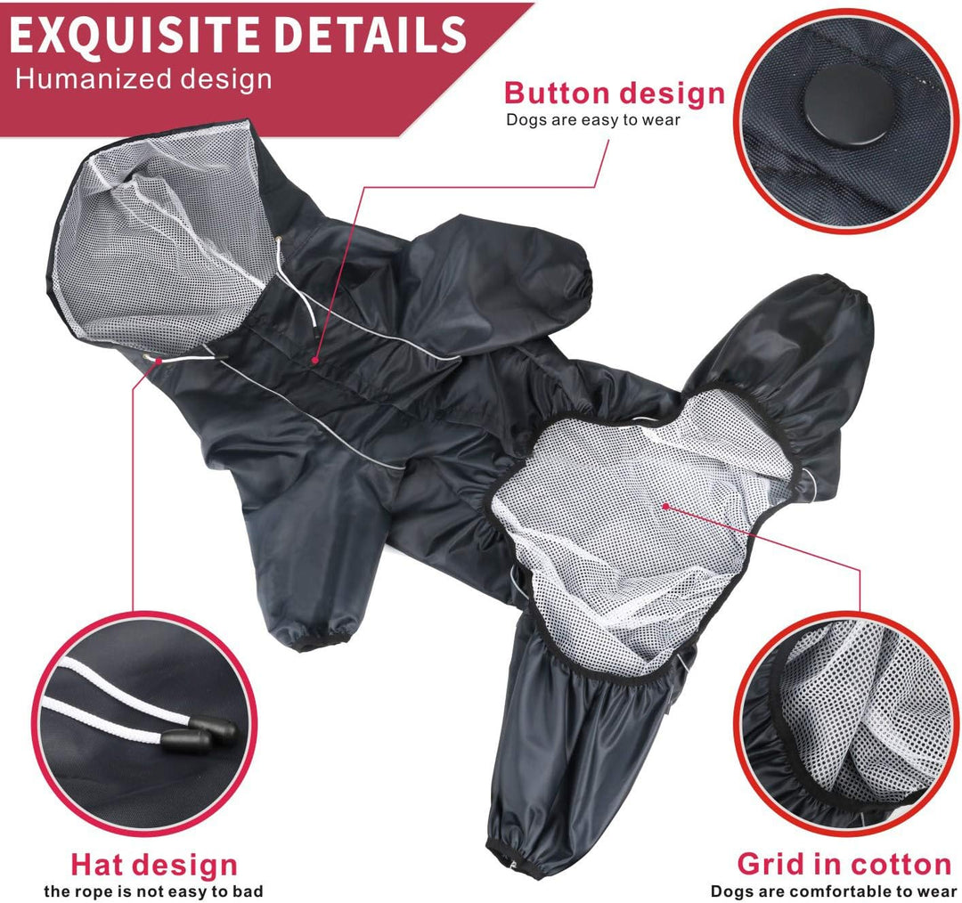 Idepet Regenmantel für Hunde Regenjacke Hund Winddicht Wasserdicht Hundamantel mit Kapuze für kleine