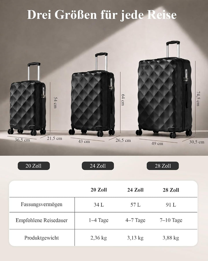 British Traveller Hartschalenkoffer Handgepäck Koffer 53 * 35 * 21cm Reisekoffer Handgepäck Koffer T