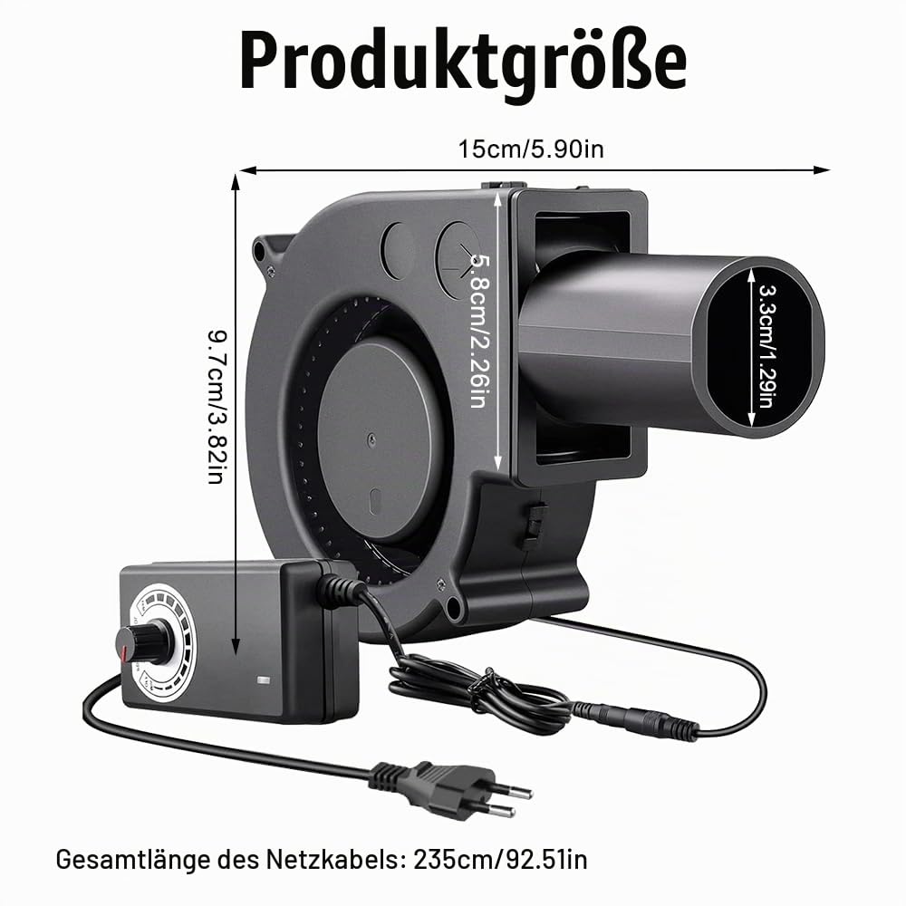 Radiallüfter 12V, 220V Regelbar AC Radial Lüfter, Kühlung Lüfter mit drehzahlregler, DC 3-12V Turbin