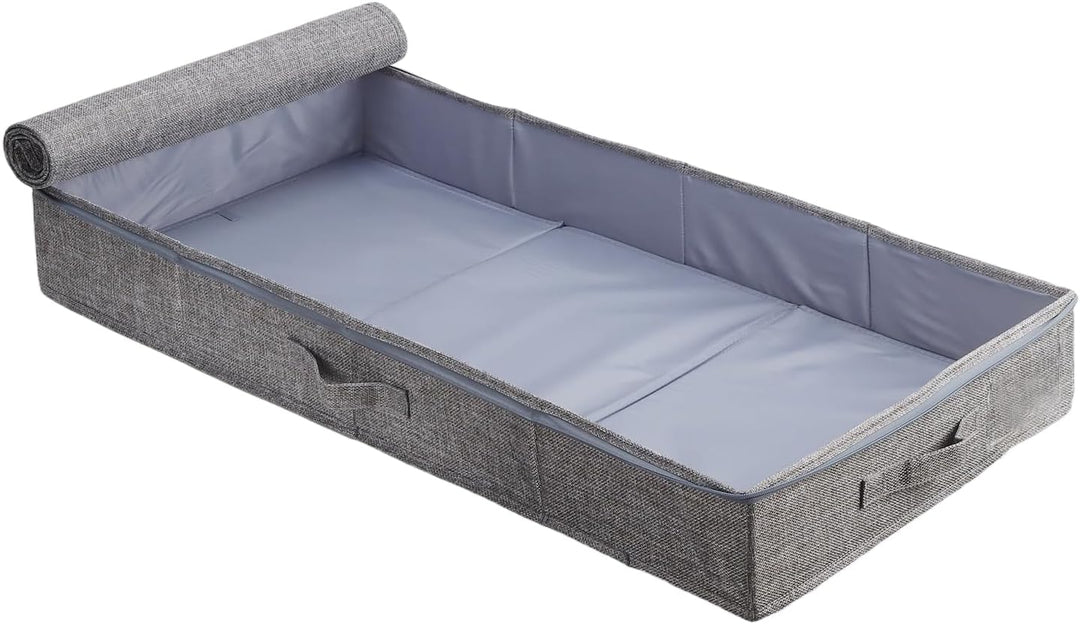 2 Stück Unterbett Aufbewahrungsbox, 85 x 40 x 12cm Grau Faltbare Unterbettkommode aus Stoff, Bettkas