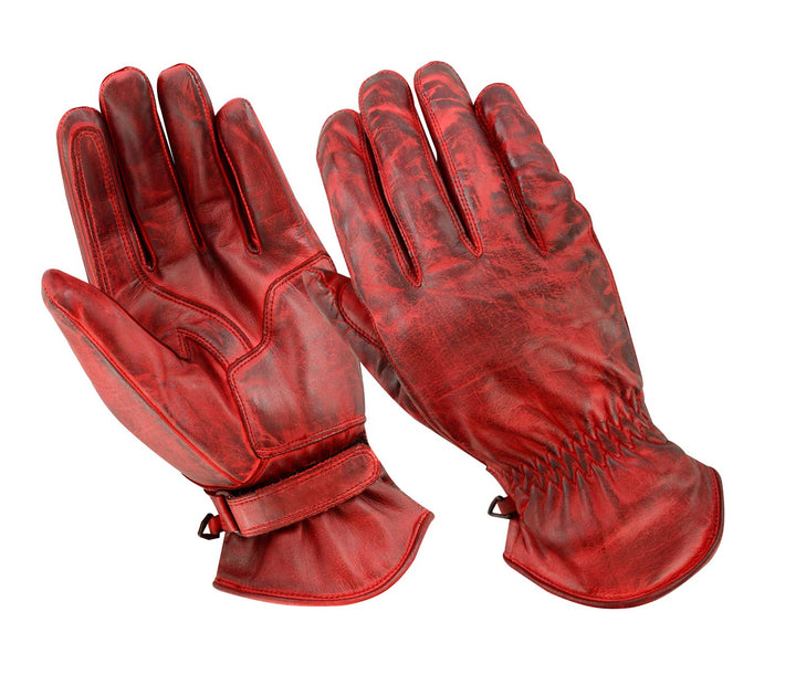 BOSMOTO Herren Retro Vintage Custom Sommer Motorradhandschuhe (2XL, Rot) XXL Rot, XXL Rot