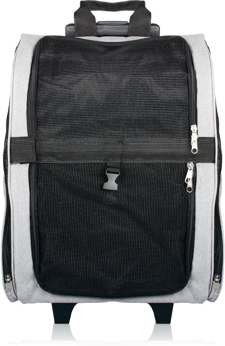 2IN1 Transporttasche mit Rollen bis 15kg Rucksack Trolley Hund Katze Hunderucksack Tasche (Melange-G