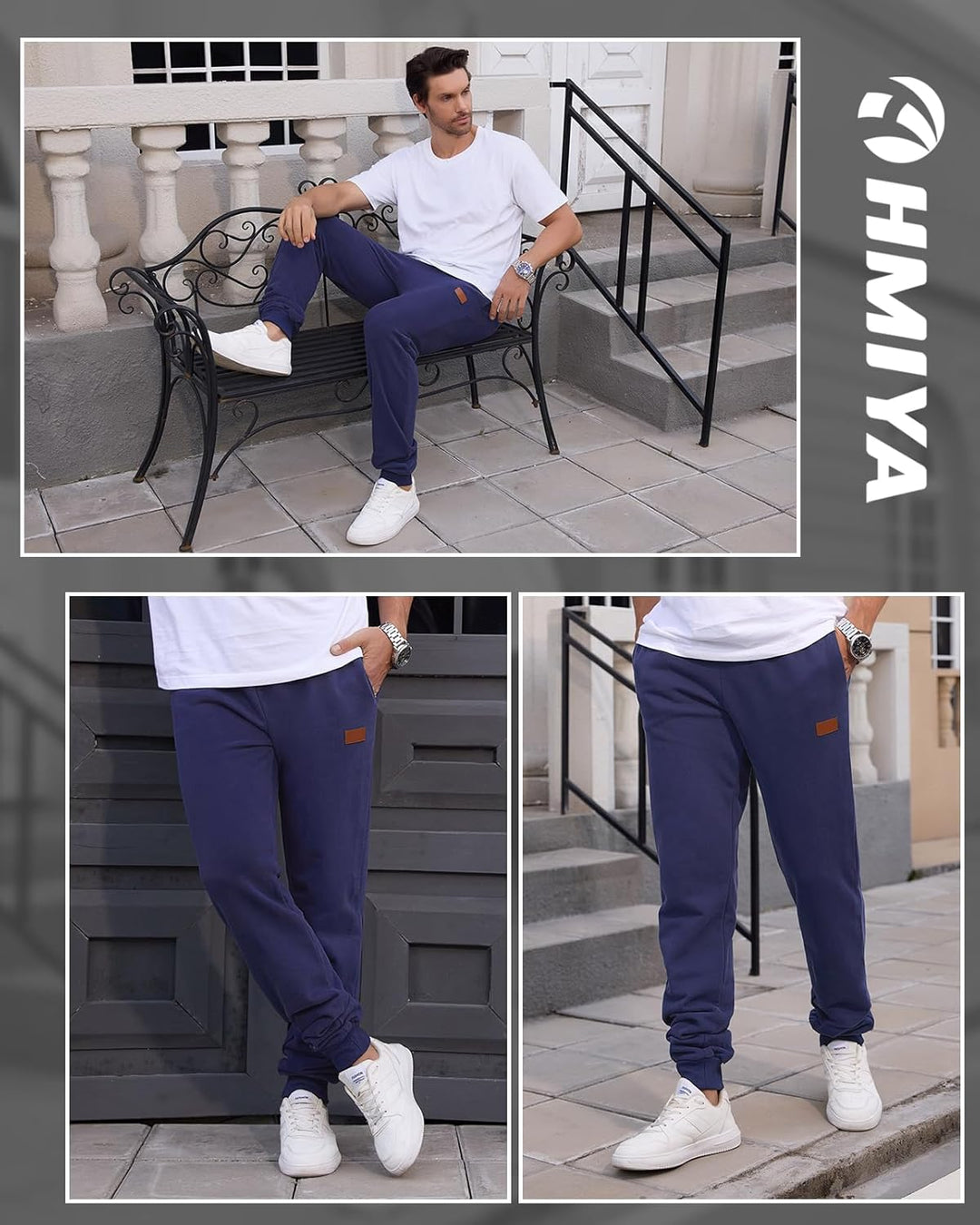 HMIYA Jogginghose Herren Baumwolle Trainingshose Sporthose Freizeithose Lang Hosen Klassische Sweath