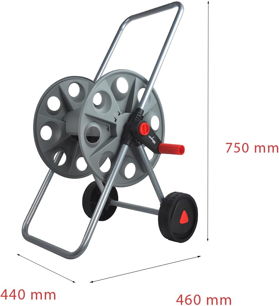 LEHMANN Schlauchwagen, Gartenschlauchwagen, für bis zu 45m 1/2" oder 3/4" Schlauch, Stahlkonstruktio