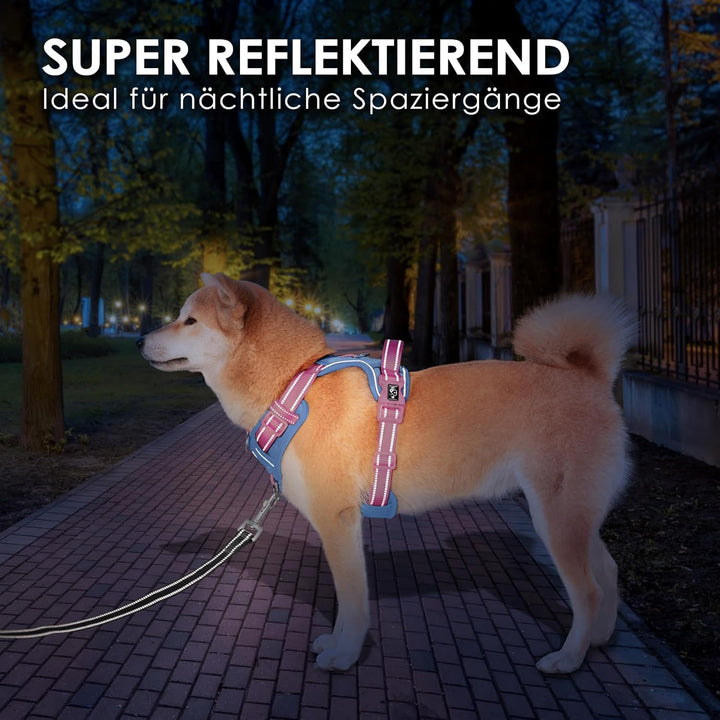 PHOEPET Anti-Zug Hundegeschirr- Reflektierendes Verstellbares Welpen-Sicherheitsgeschirr für kleine,