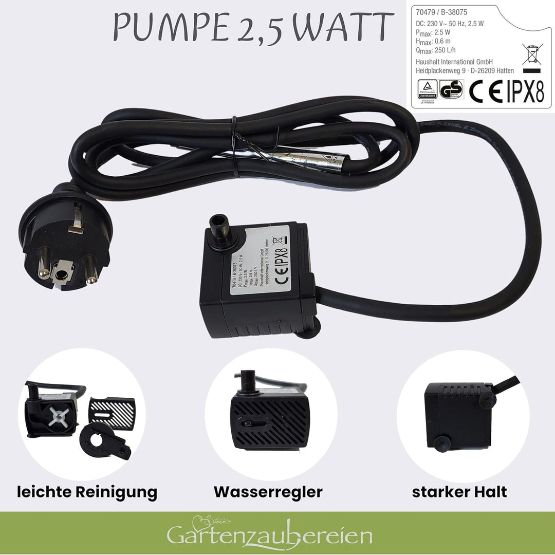 Wasserspeier Fisch blau mit Pumpe