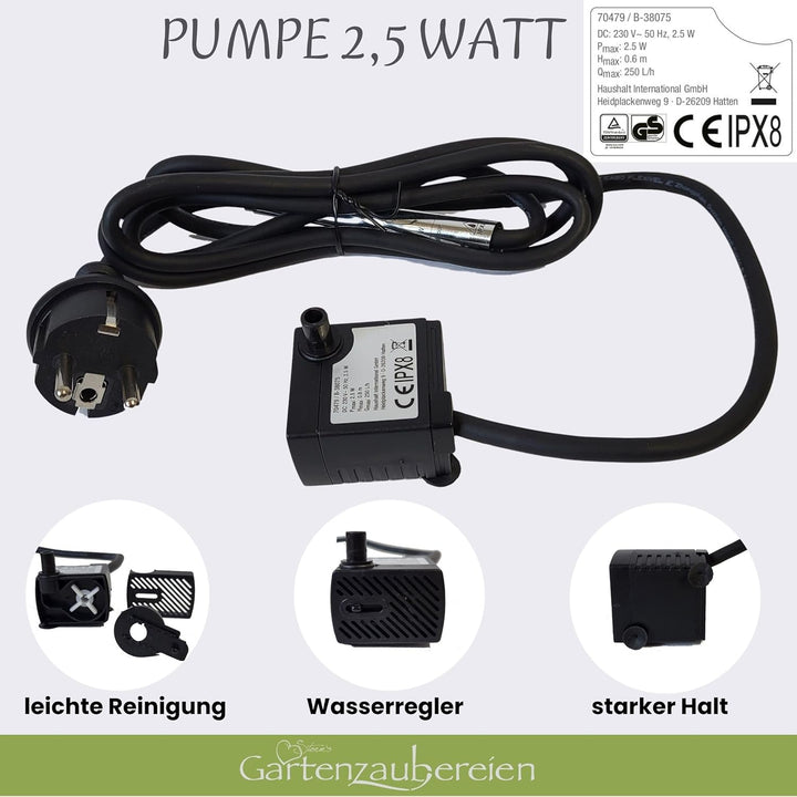 Wasserspeier Fisch blau mit Pumpe