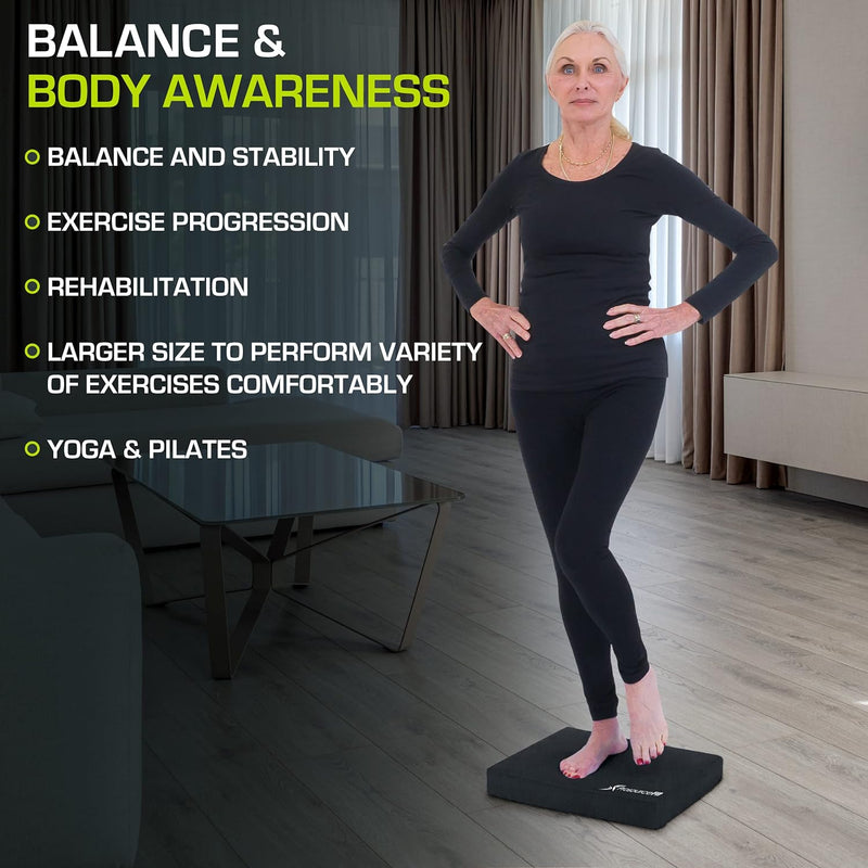 ProsourceFit Exercise Balance Pad, Non-Slip Cushioned Foam Mat & Knee Pad for Fitness and Stability