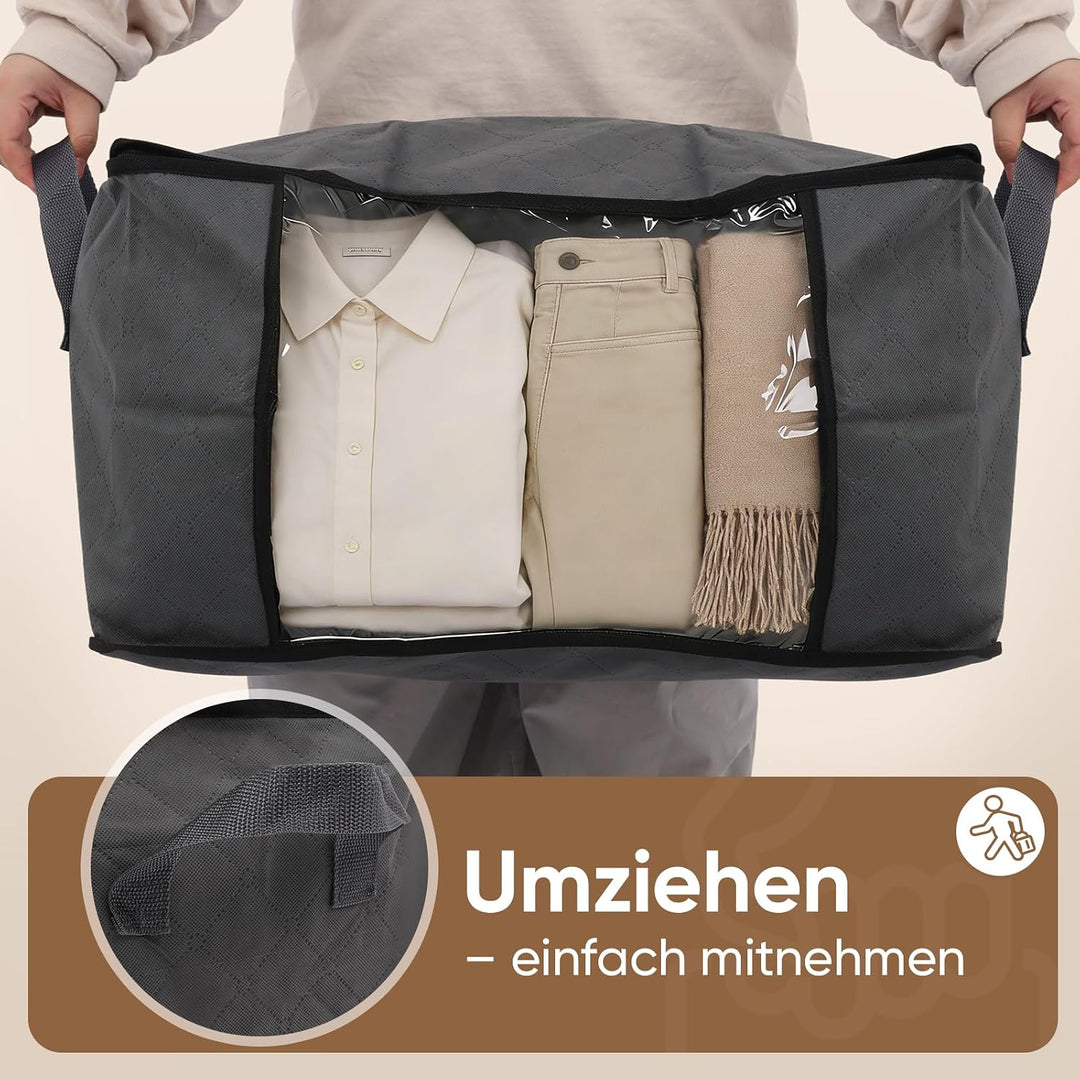 Sekey 4 Stück 60L Aufbewahrungstasche, Faltbare Kleiderschrank Organizer, Stoff-Aufbewahrungsbox mit