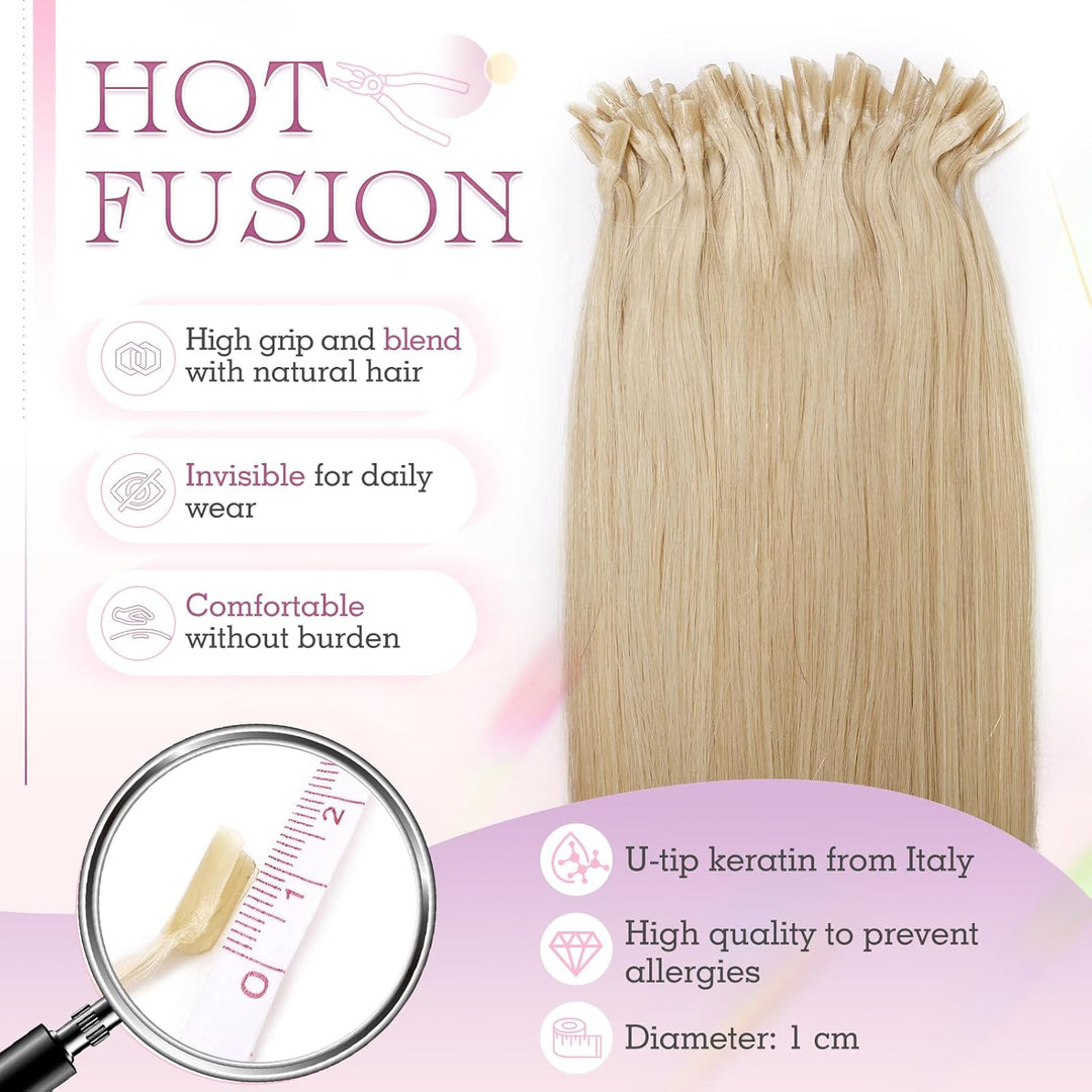Elailite Echthaar Extensions Bonding Haarverlängerung 35cm U-tip Fusion Haar Extension Glatt 25 Strä