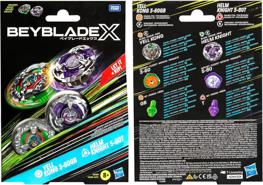 Beyblade X Yell Kong 3-60GB and Helm Knight 5-80T Kreisel Dual Pack, Set
