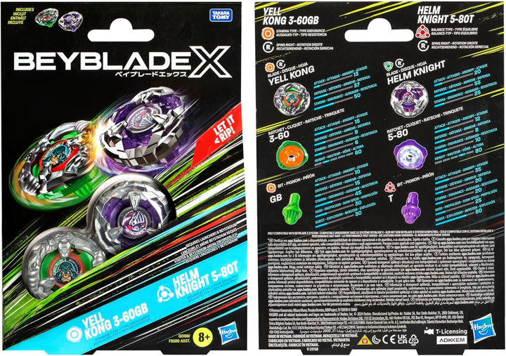 Beyblade X Yell Kong 3-60GB and Helm Knight 5-80T Kreisel Dual Pack, Set