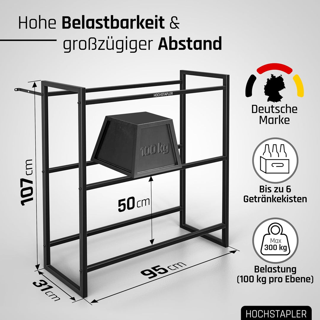 HOCHSTAPLER Getränkekistenregal 6 Kisten in anthrazit - Massives Getränkeregal - Regal Getränkekiste