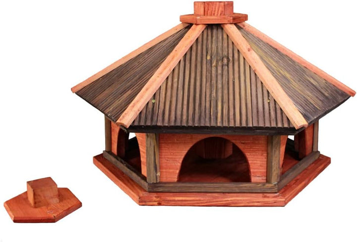 Vogelhäuschen, Vogelhaus aus Holz, Vogelhäuschen, Nistkasten, mit Ständer (Rotbraun, XXXL) XXXL Rotb
